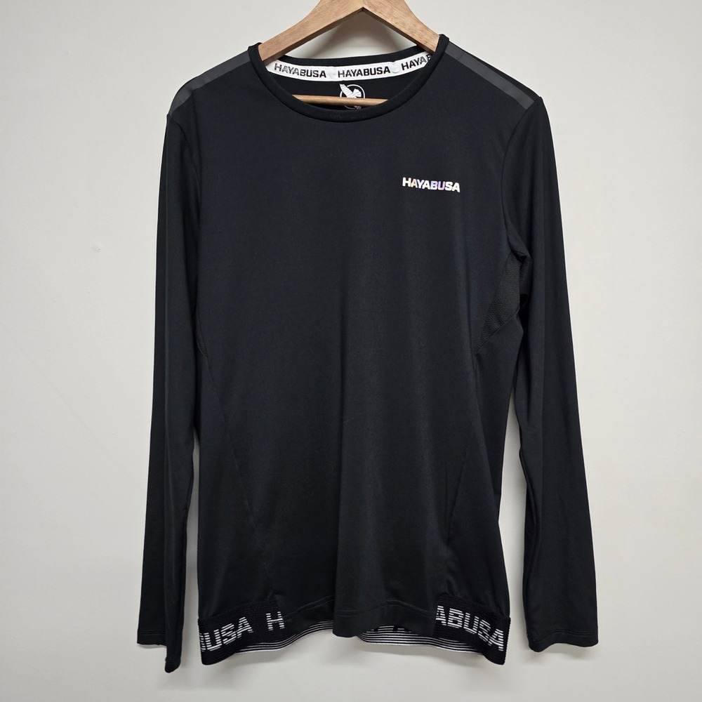 Hayabusa Rash Guard‎ Mens Medium Black Long Sleeve Compression MMA Gorpcore